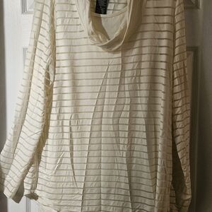 Chelsea & Theodore Cream Striped Cowl Neck Sweater